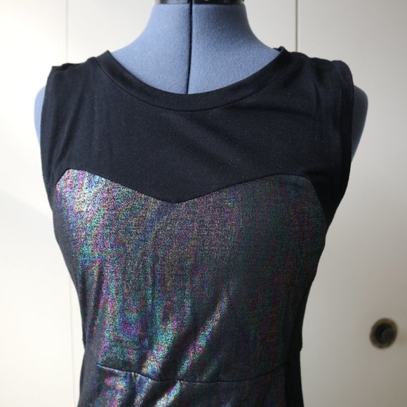 Nameless Black Mini Dress with Sweetheart Iridescent Panel - Picture 6 of 10